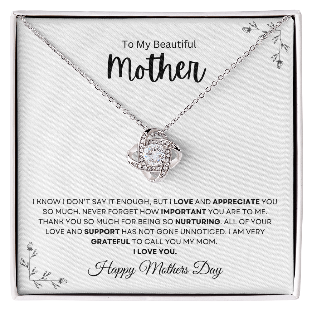 To My Beautiful Mother | Love Knot Necklace