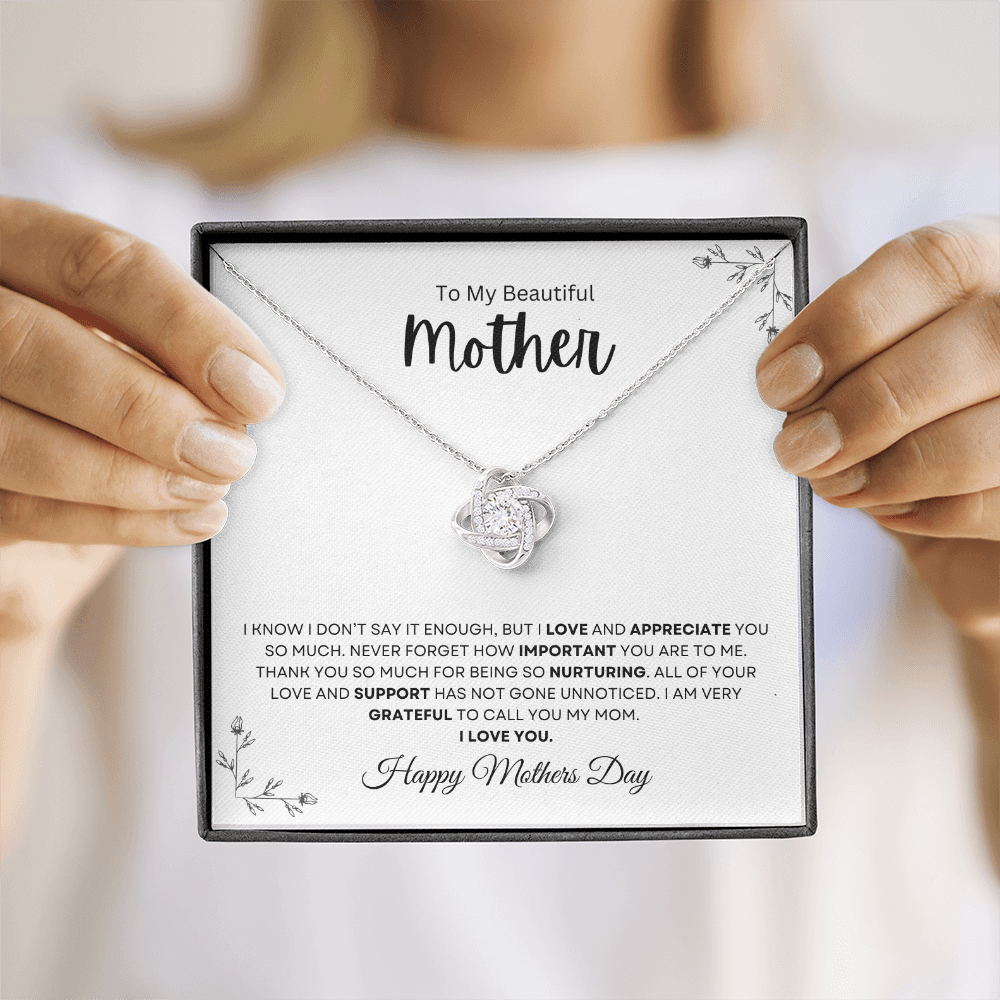 To My Beautiful Mother | Love Knot Necklace