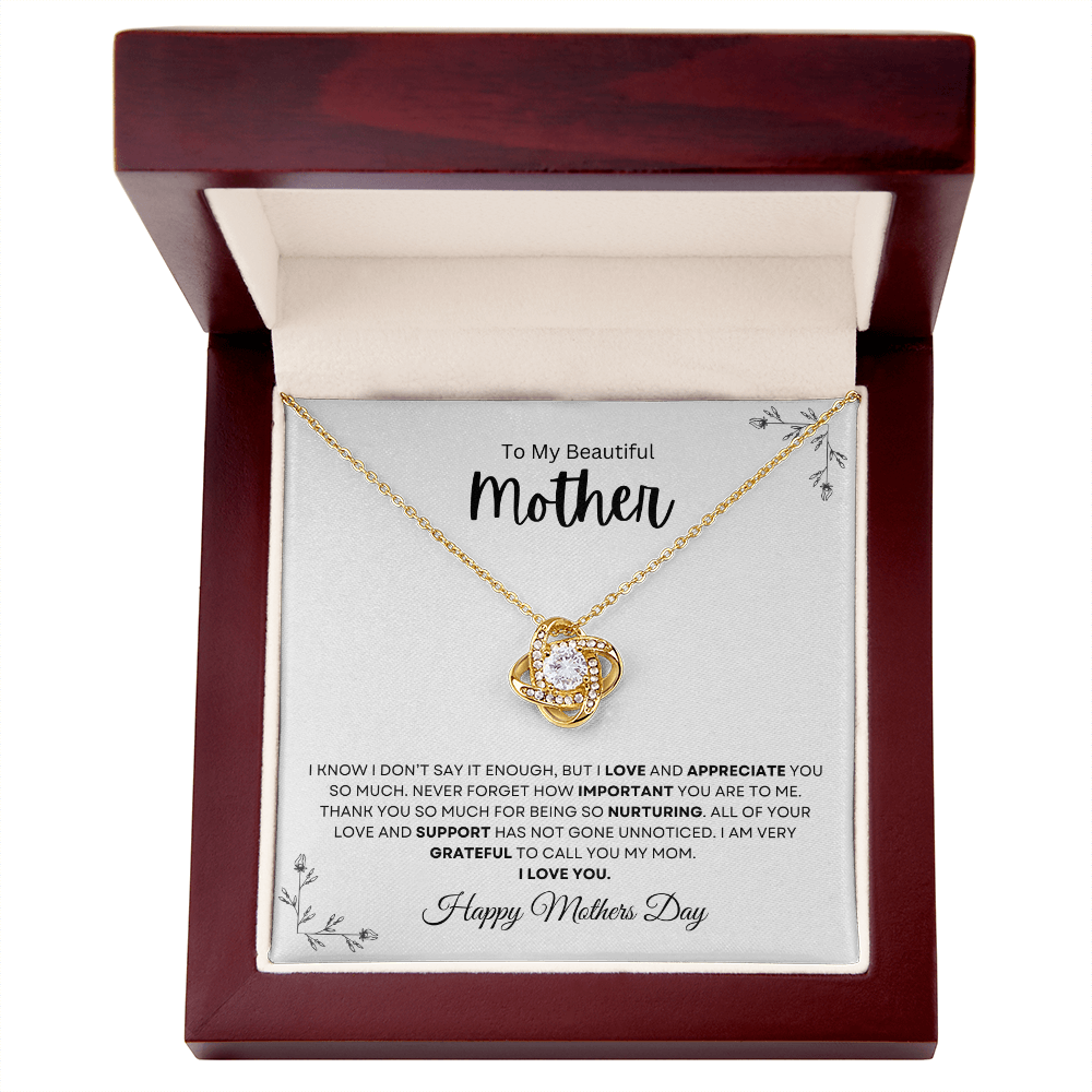 To My Beautiful Mother | Love Knot Necklace